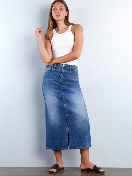 Chico's Dresses & Skirts - Chico’s Denim Stretch Boho Front Slit 90s Grunge Minimalist CBK Maxi Skirt XL